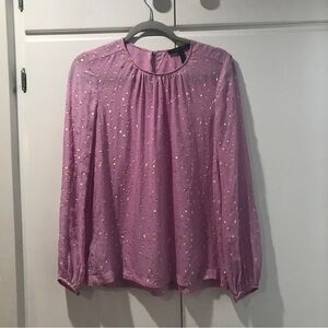 BCBG Maxaria Martina Silk Elegant Pink Blouse with Gold Accents XS